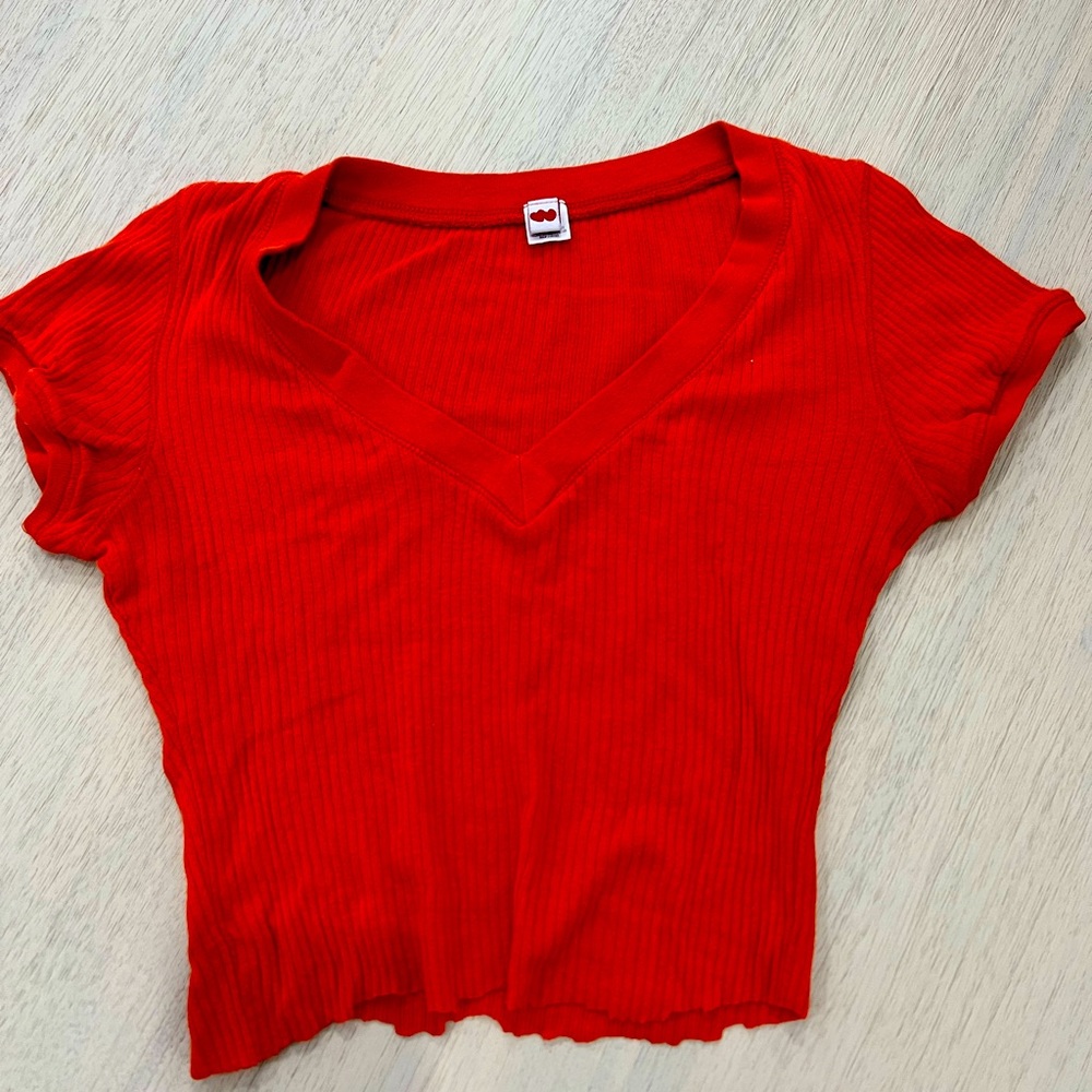 Cut crop top , deep orange , pre loved